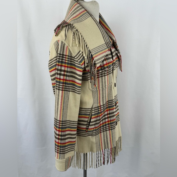 Polo Ralph Lauren Cream Plaid Fringe Jacket Women's Size XS (generous) NWOT - Picture 6 of 11